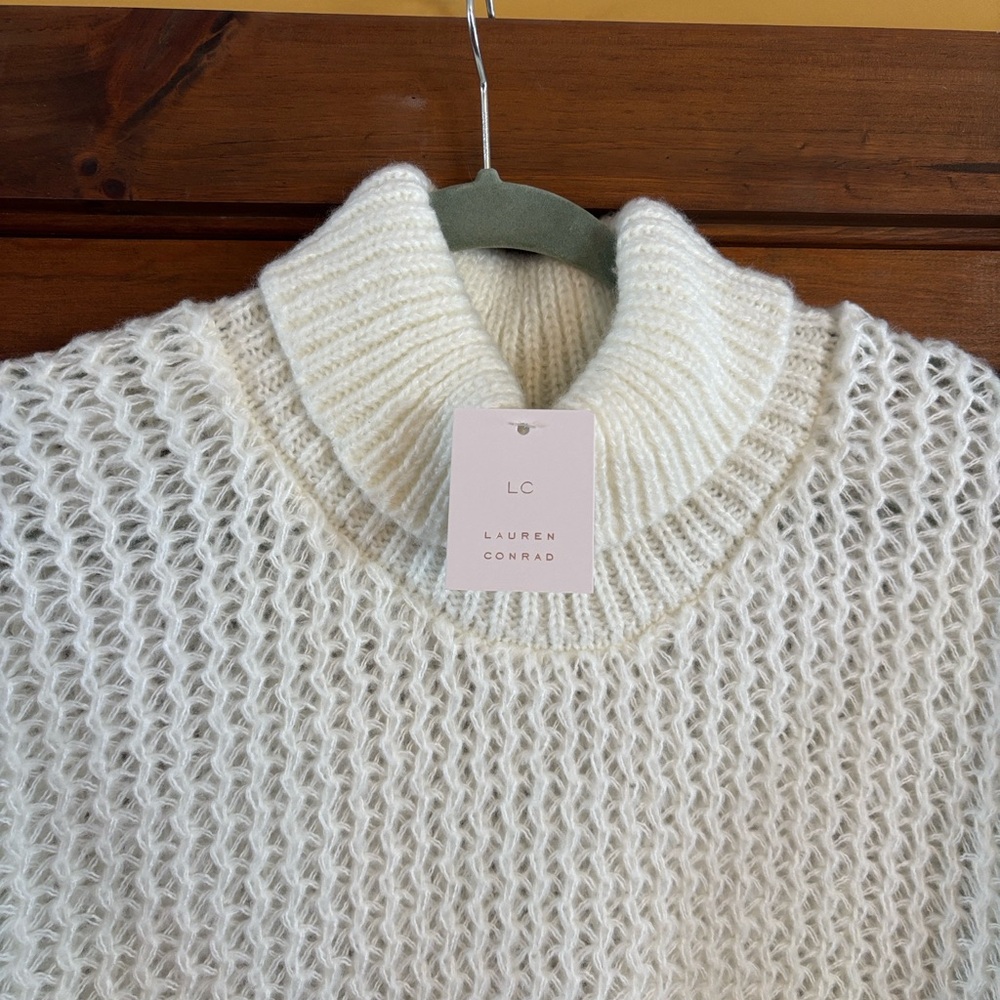 LC Lauren Conrad Cream Cowl Neck Sweater/Poncho